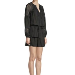 Ramy Brook Women’s Black Cinched Waist Bohemian Long-Sleeve Mini Dress Size XS